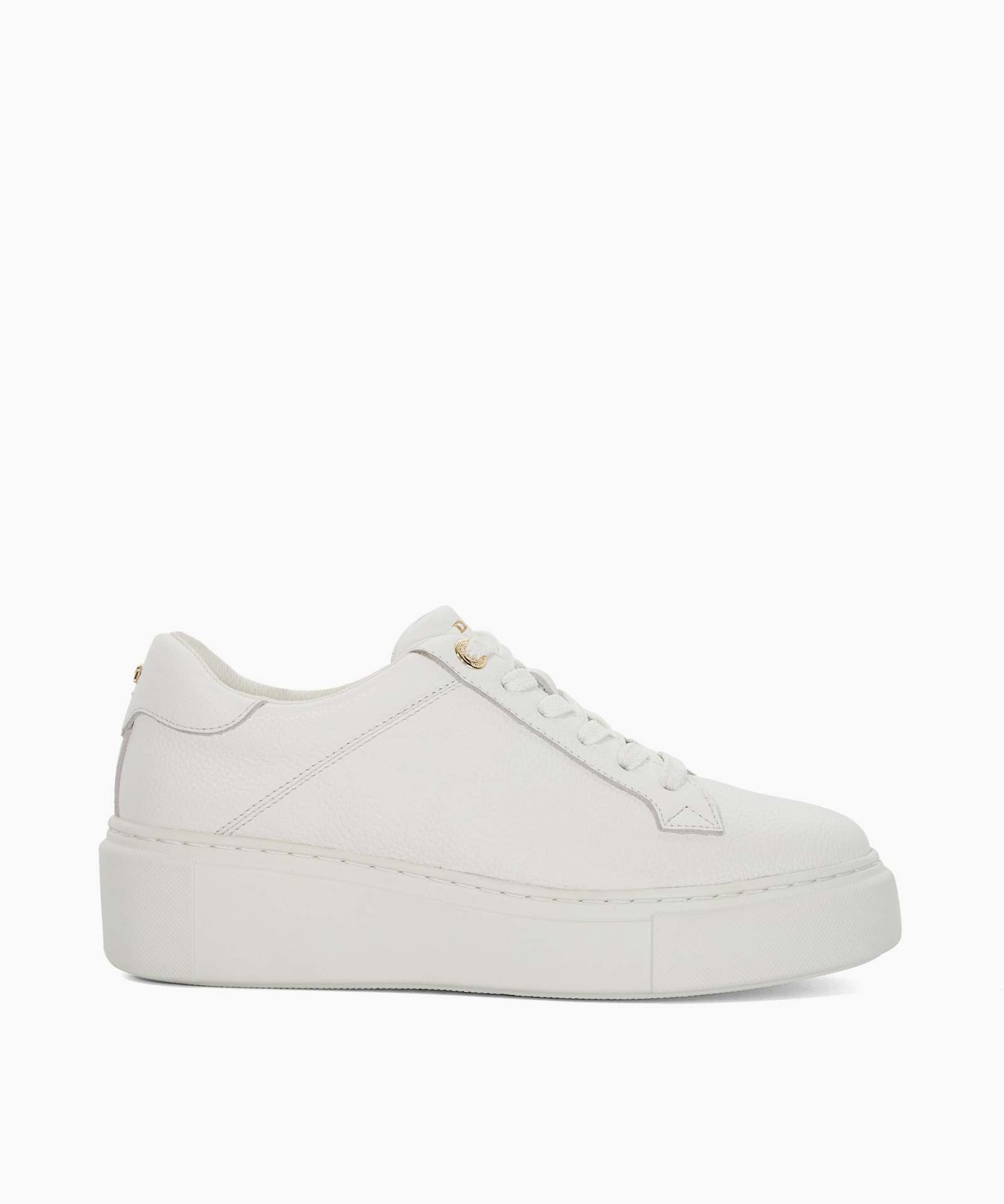 Evienne Leather Lace-Up Chunky Trainers - white