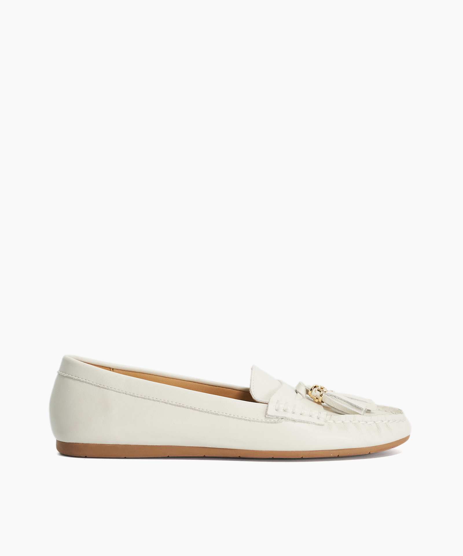 Geen Leather Tassel Trim Loafers - white