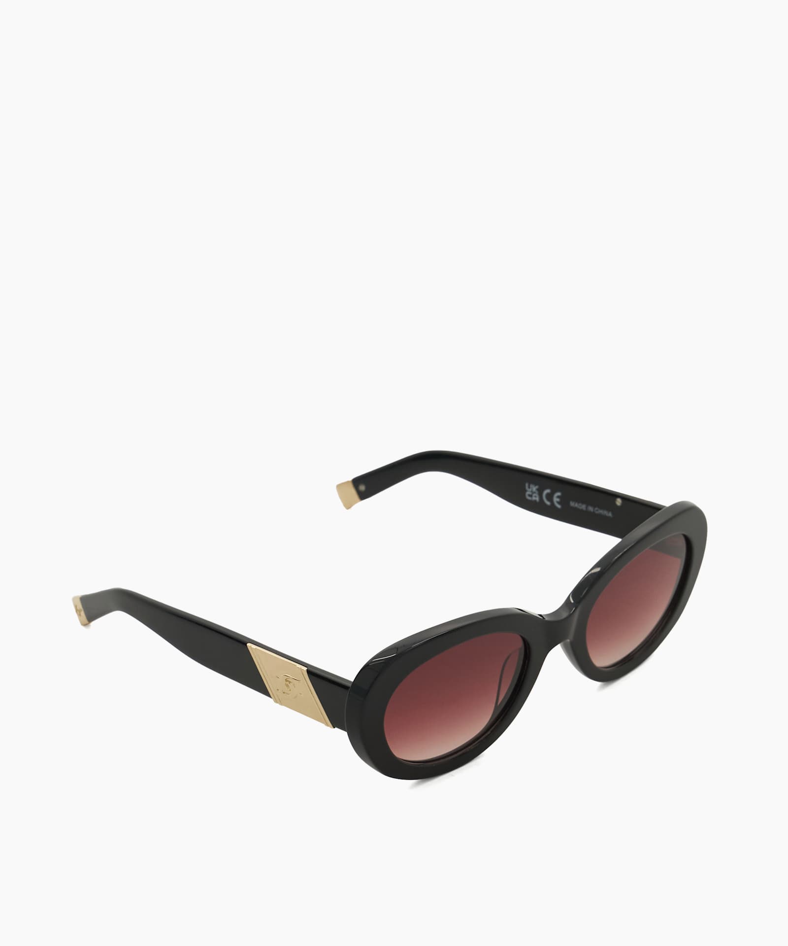 Glee Oval Frame Tortoiseshell Sunglasses - black