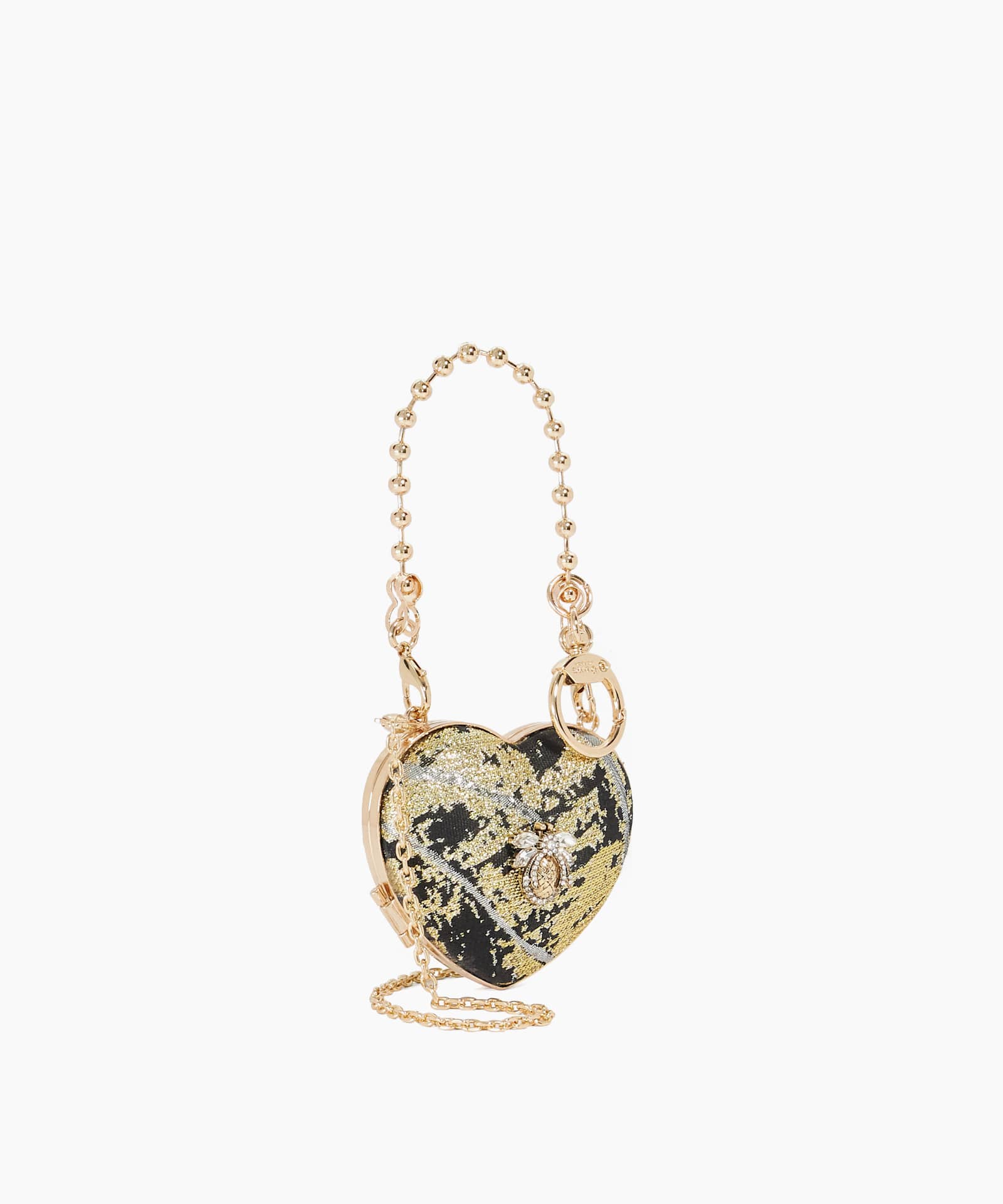 Jara Heart Shaped Bug Embellished Bag Charm - black