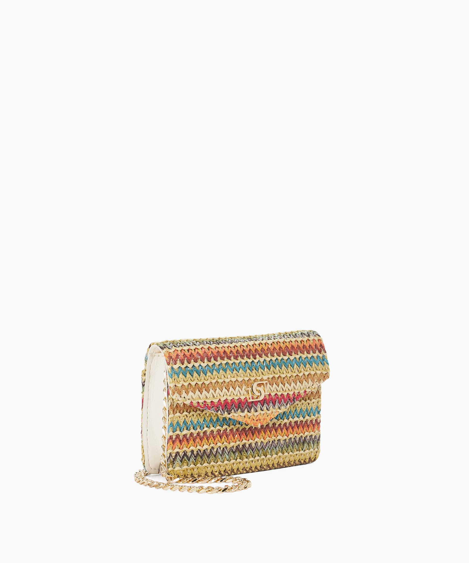 Kisses Rainbow Raffia Purse - multi