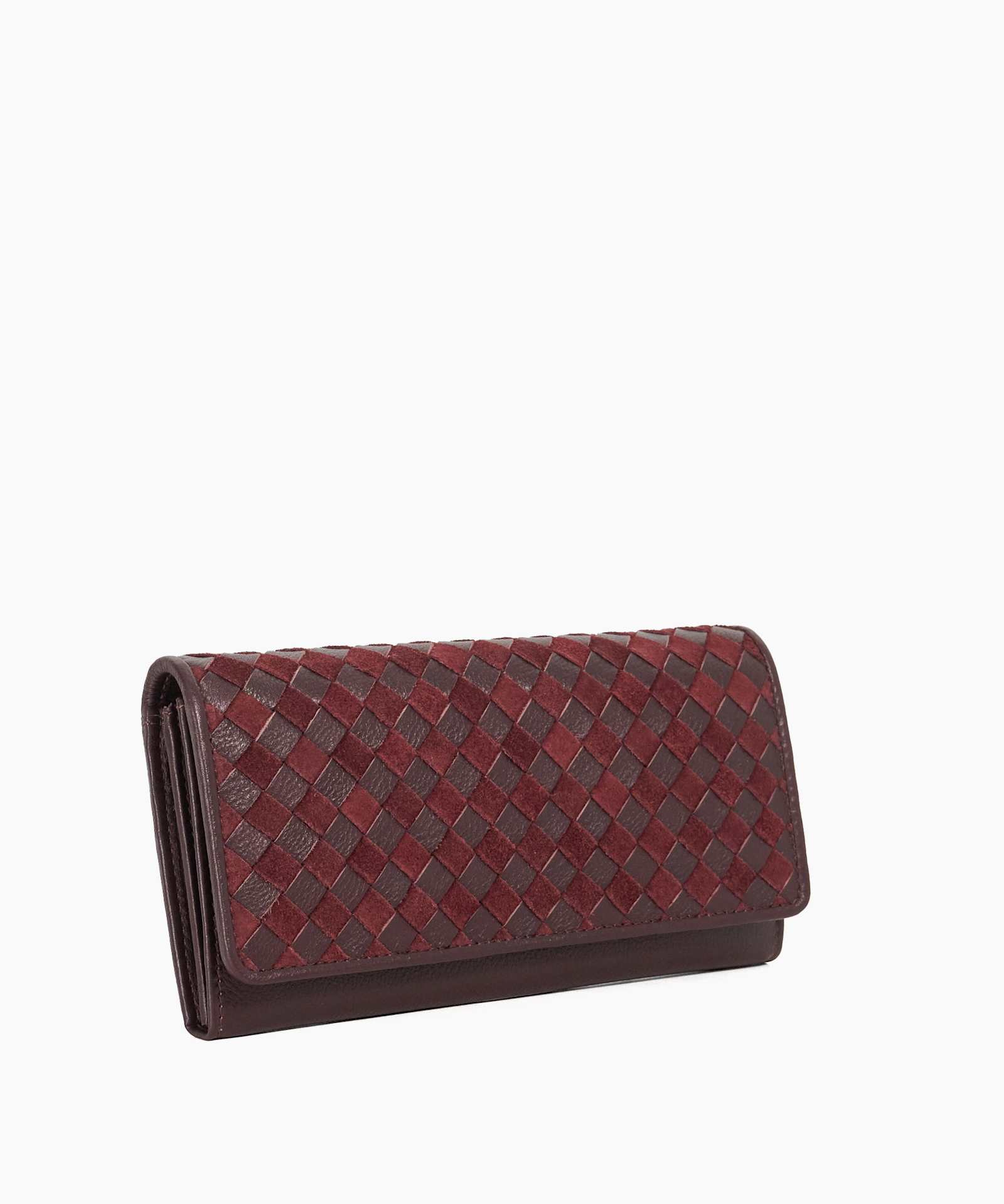 Konnor Woven Leather Purse - burgundy