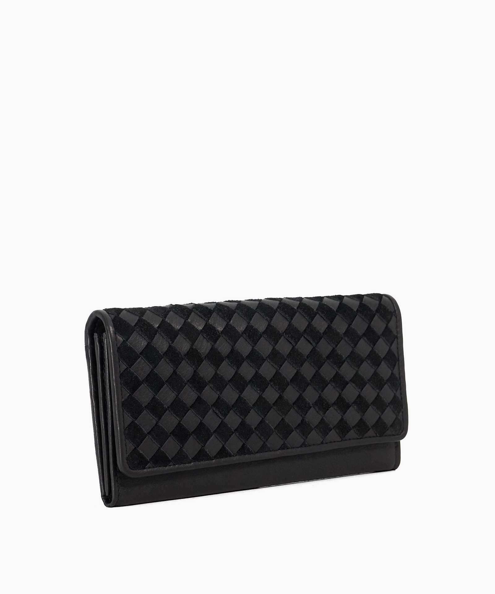 Konnor Woven Leather Purse - black