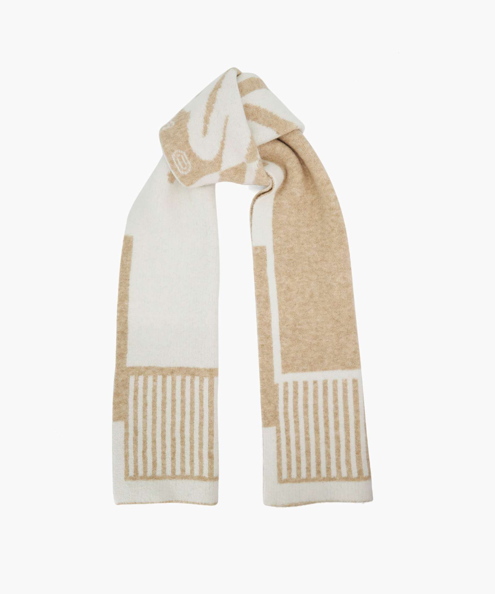 Loud Knitted Slogan Scarf - camel