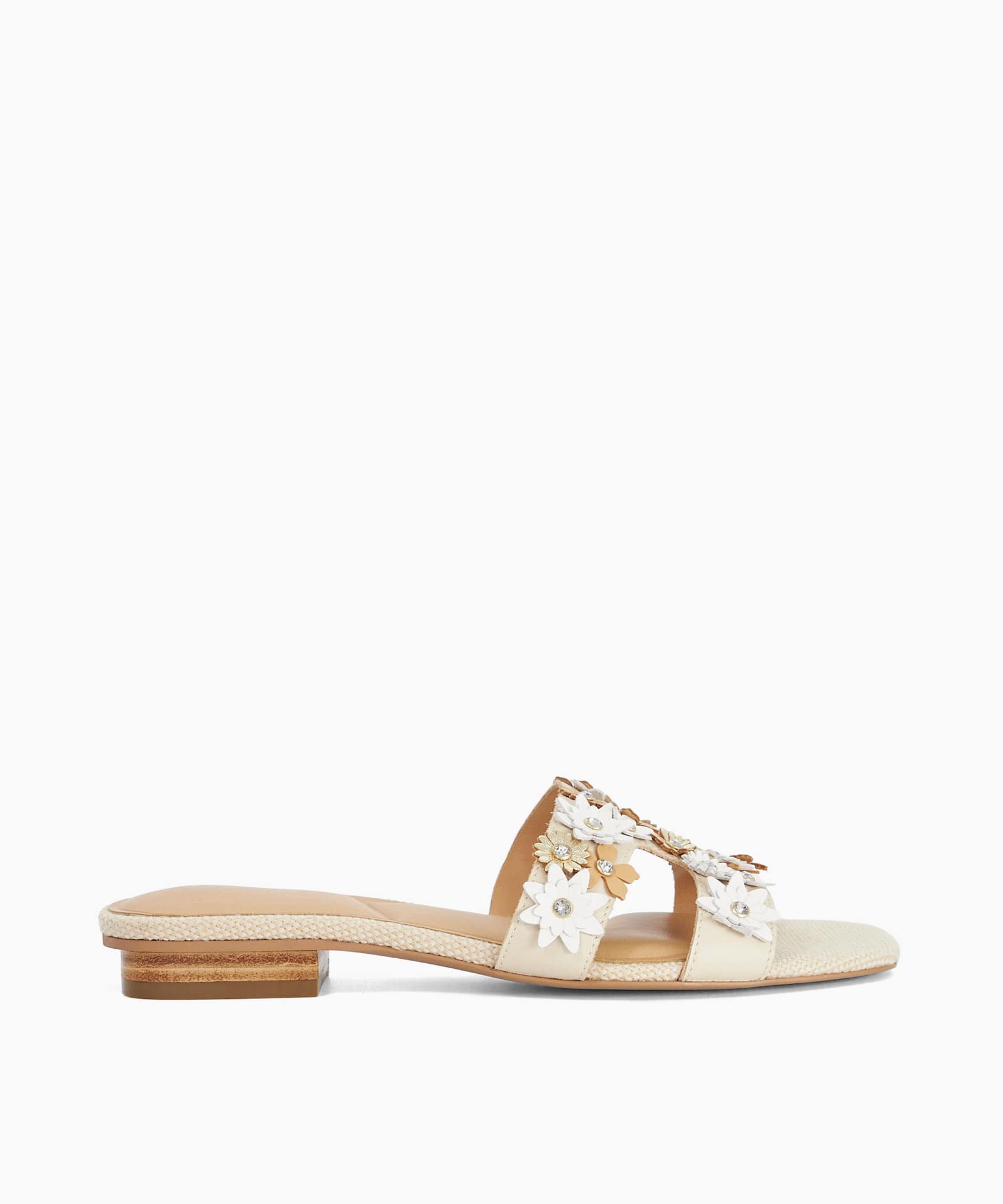 Loupes Floral Embellished Sandals - ecru