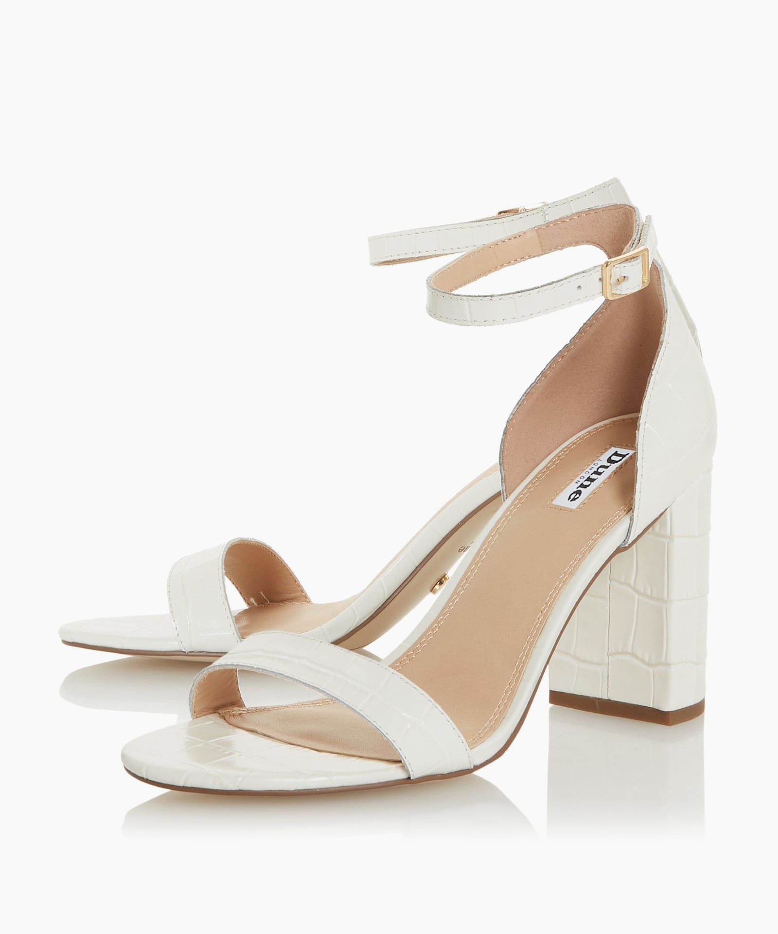 white short block heels