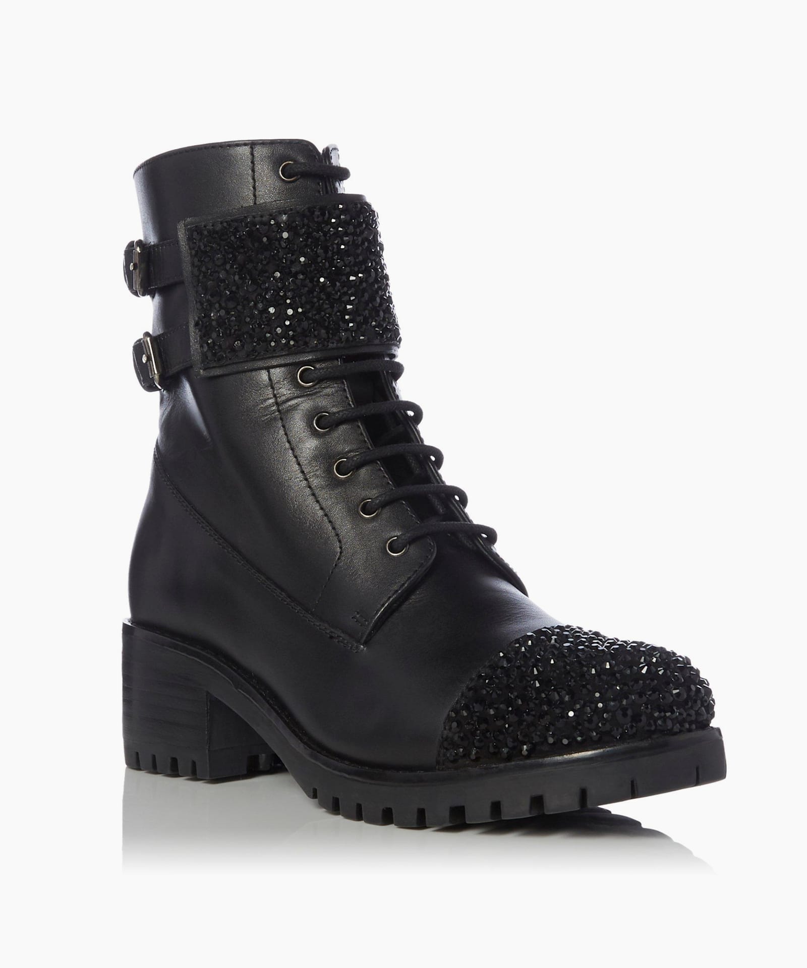 dune embellished biker boots