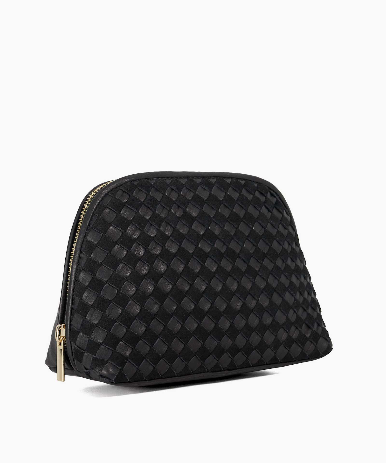 Styling Woven Leather Cosmetic Bag - black