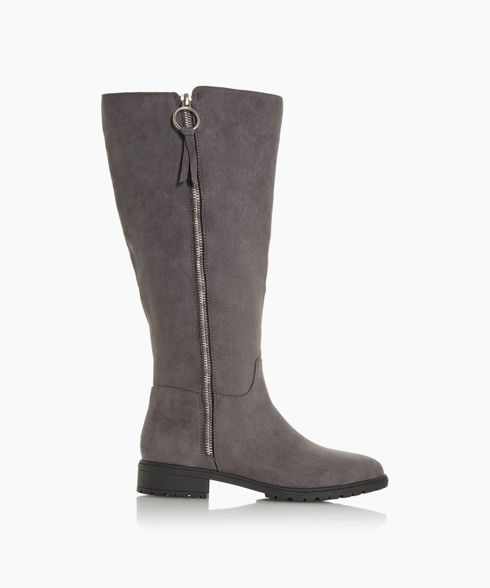 dune grey knee high boots