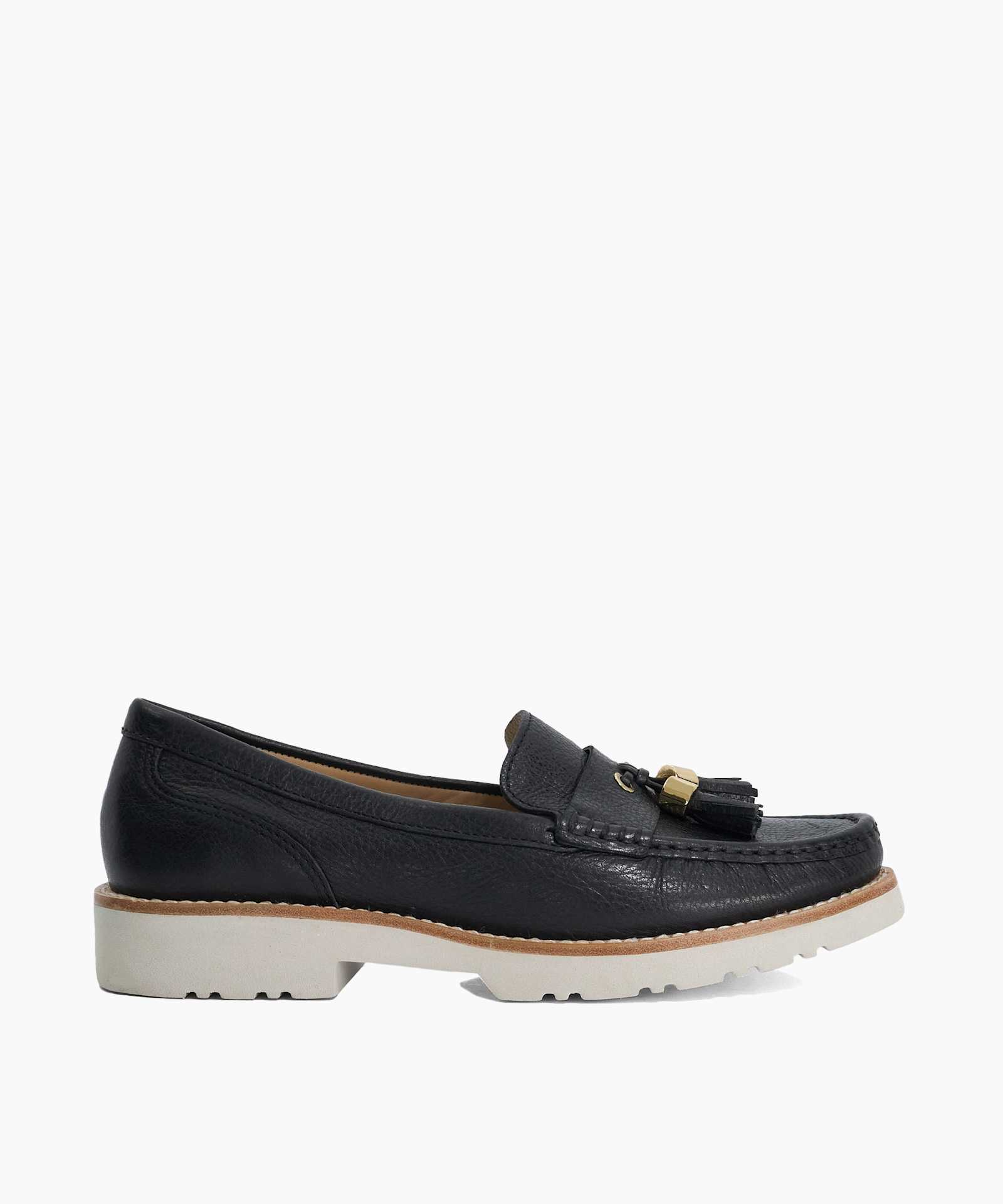 Gwen Wide Fit Casual Tassel Trim Loafers - black
