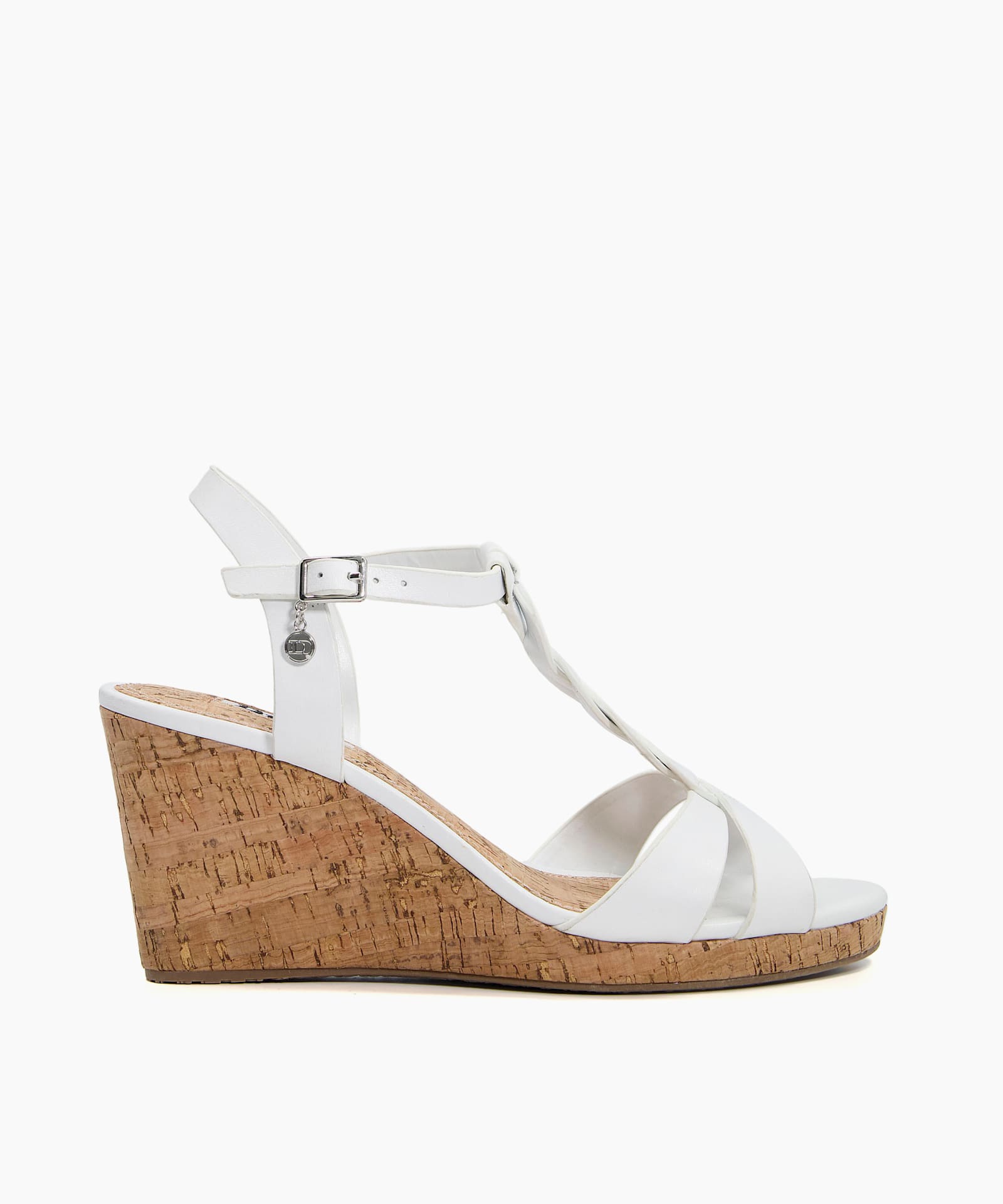 White t bar wedges sale