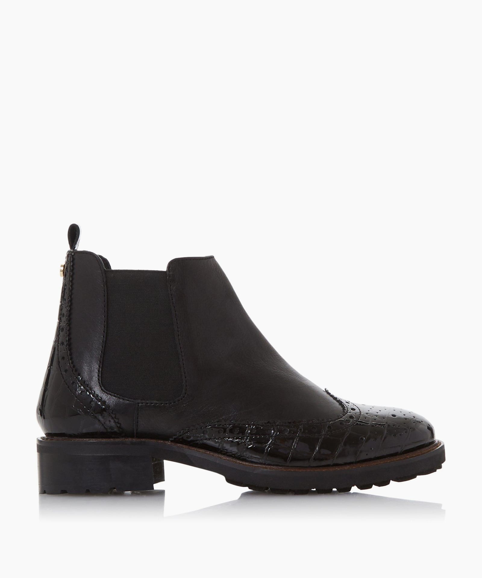 dune wide fit power leather chelsea boots in black