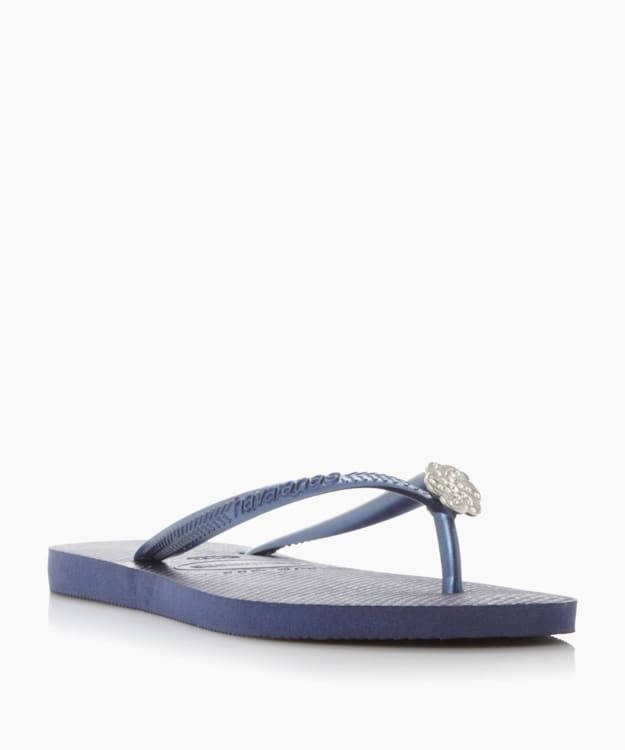 Crystal Flip Flops - Navy
