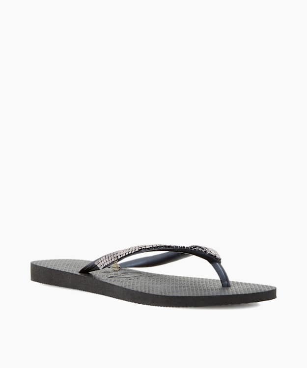 Metal Mesh Flip Flops - Black