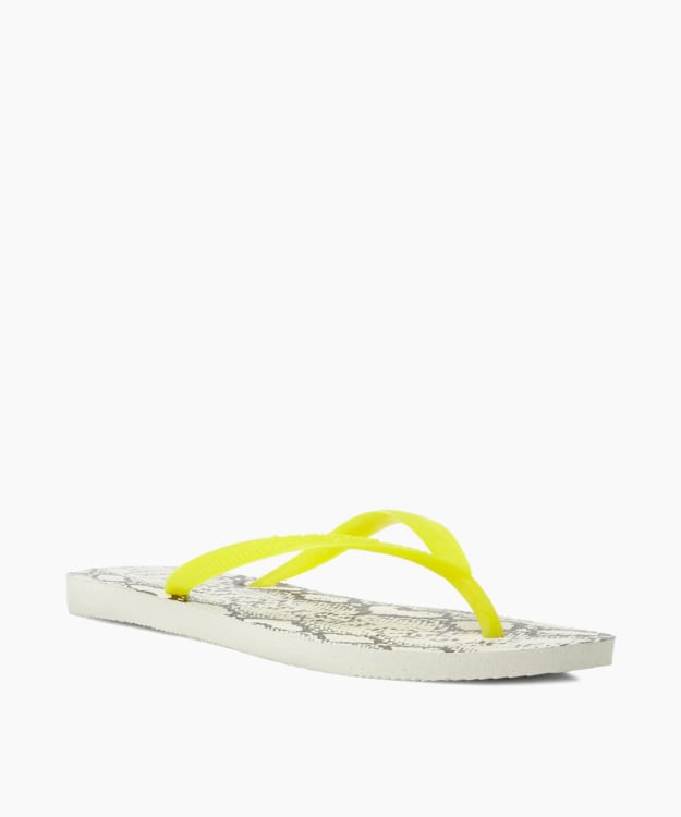 Animal Print Flip Flops - White