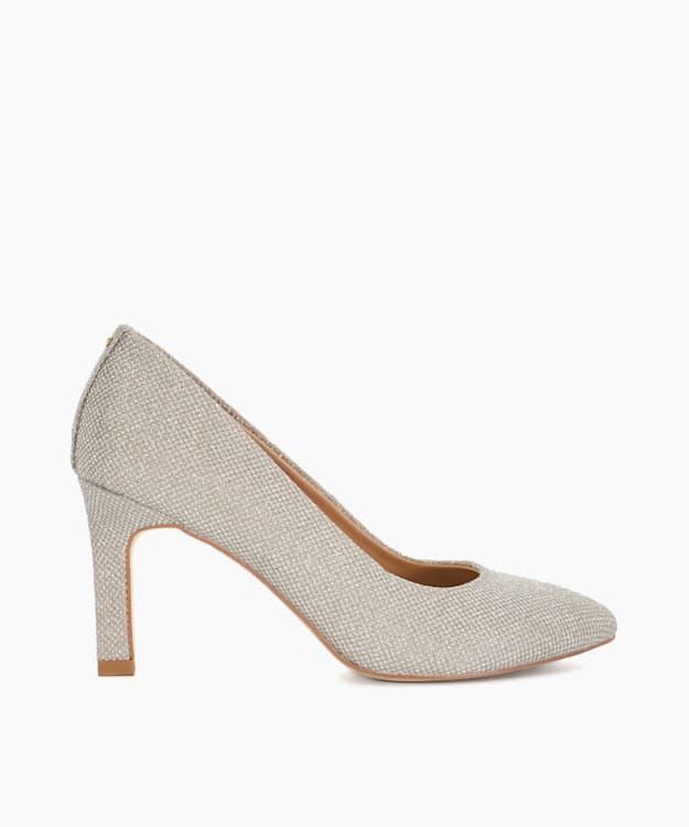 Adeley Gold, Round Toe Suede Logo Courts | Dune London