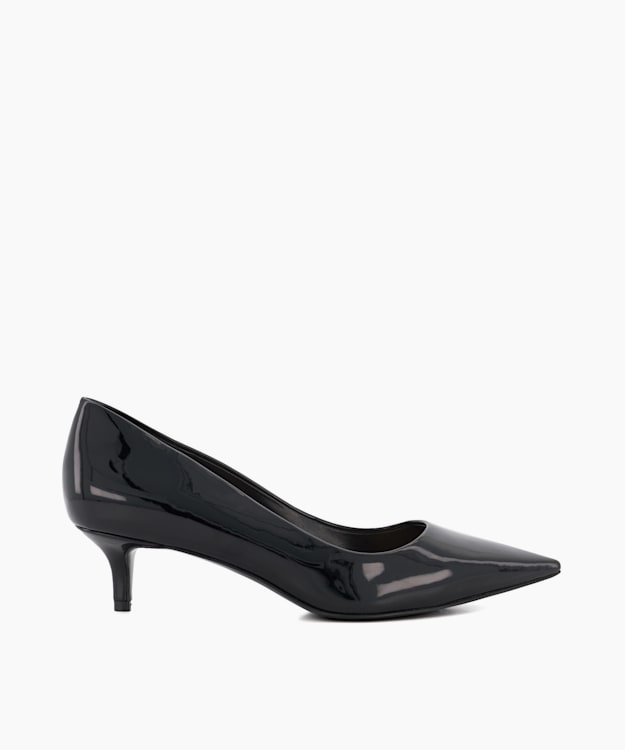 Advanced Black, Patent Low-Stiletto-Heeled Court Shoes | Dune London