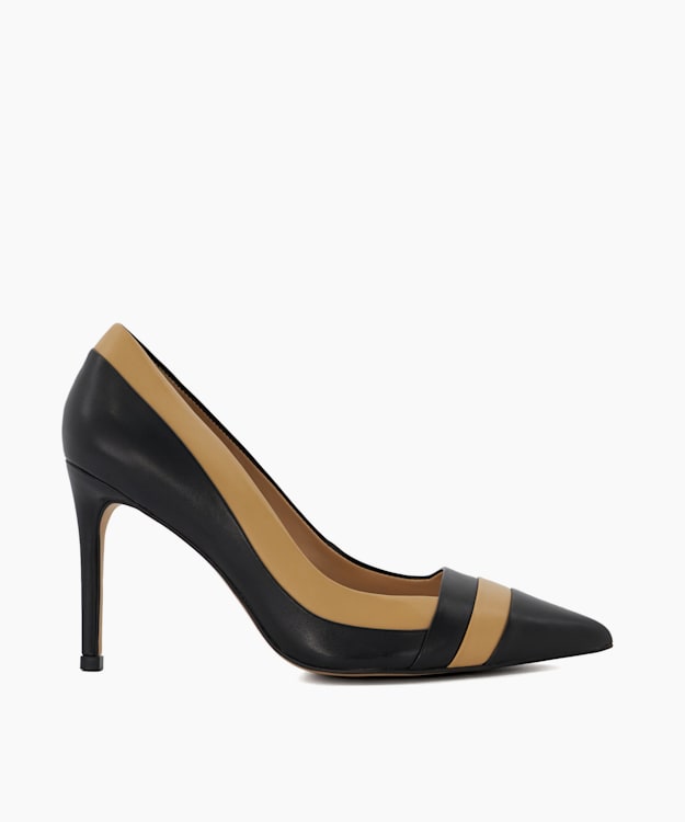 Alexandria Camel, Stripe-Detail Leather Court Shoes | Dune London