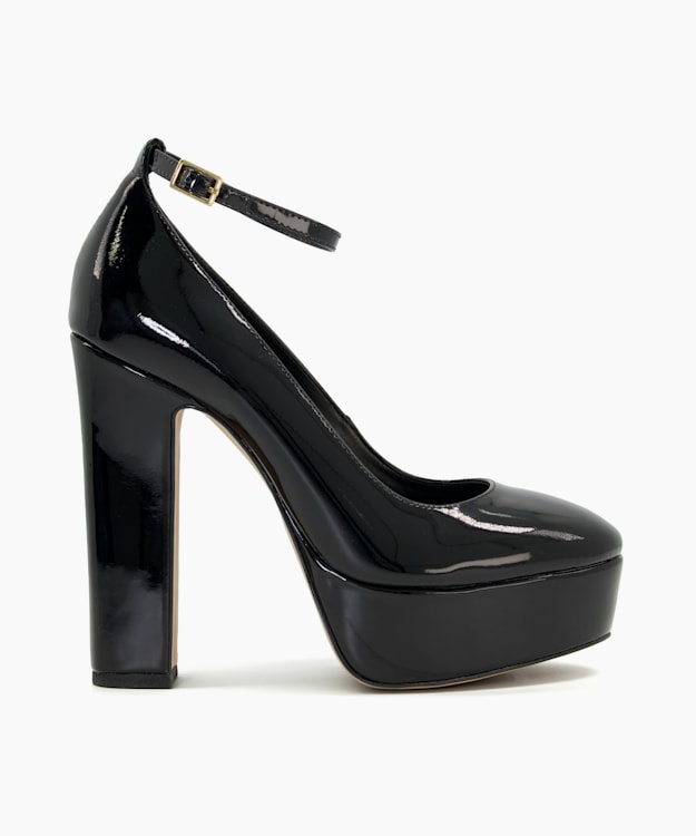 Artist Black, AnkleStrap PatentLeather Platform Courts Dune London