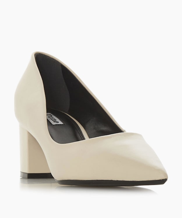 cream block heel court shoes
