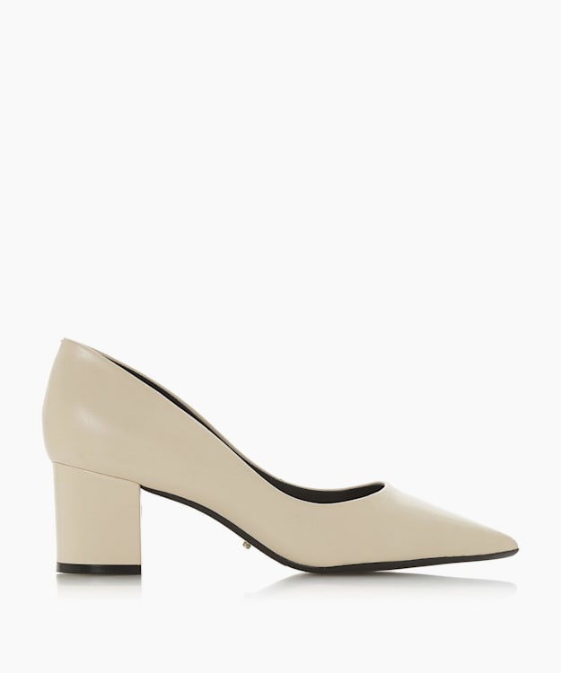cream block heel court shoes
