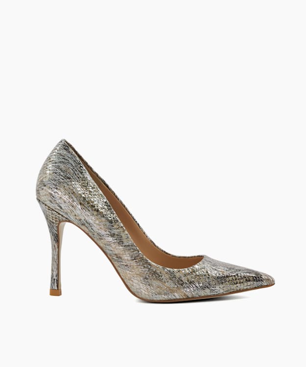 Atlanta Metallic, Heeled Court Shoes | Dune London