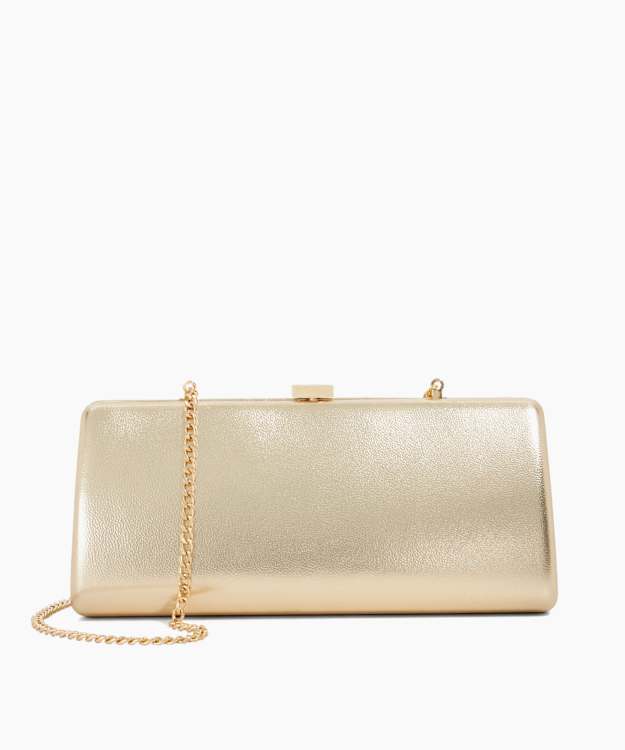 ﻿dune london Belinda - Gold Textured Cross Body Clutch Bag