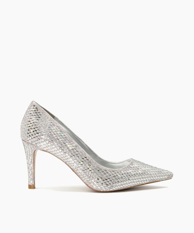 Silver stiletto shoes sale