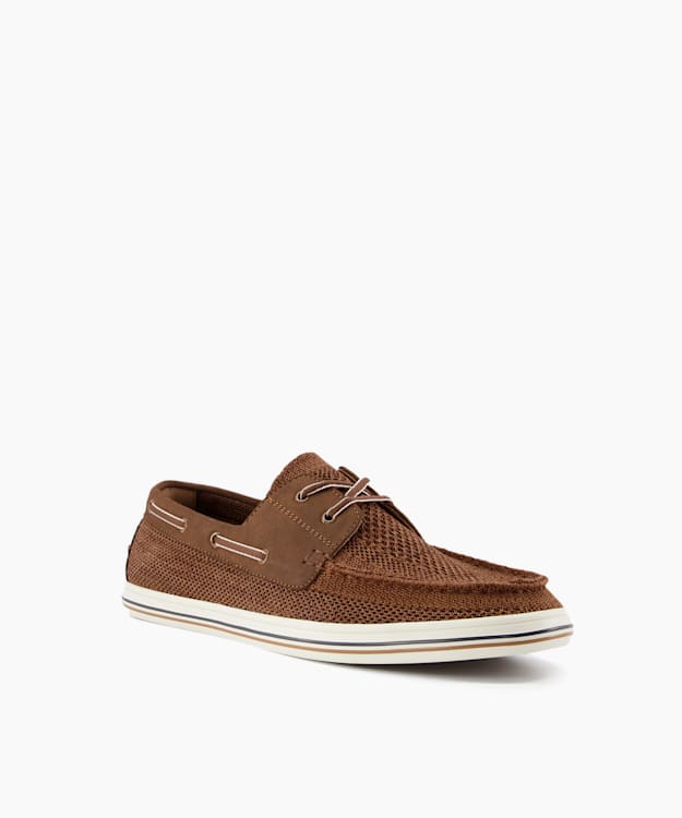 Dune boat shoes in tan sales leather