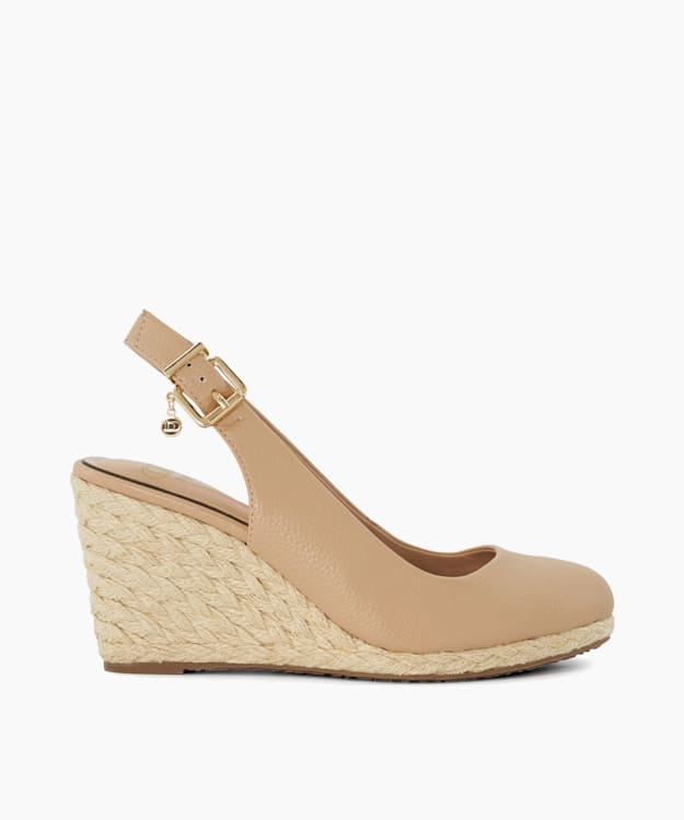 Cadies Cappuccino, Sling-Back Espadrille Wedges | Dune London