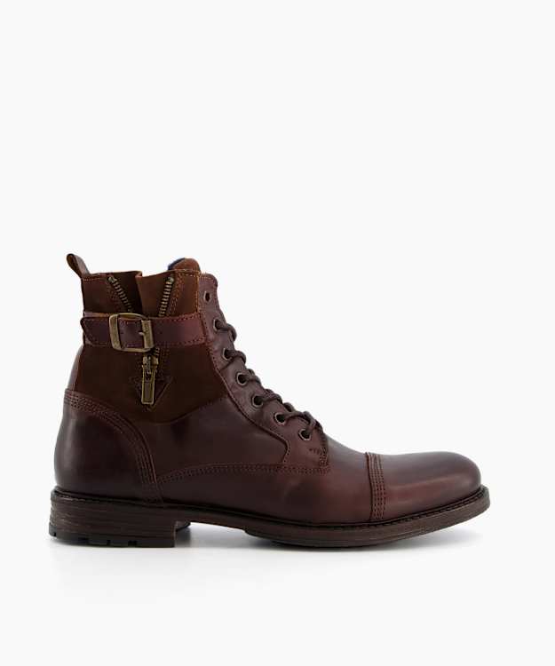 Call Brown, Leather Lace-Up Ankle Boots | Dune London