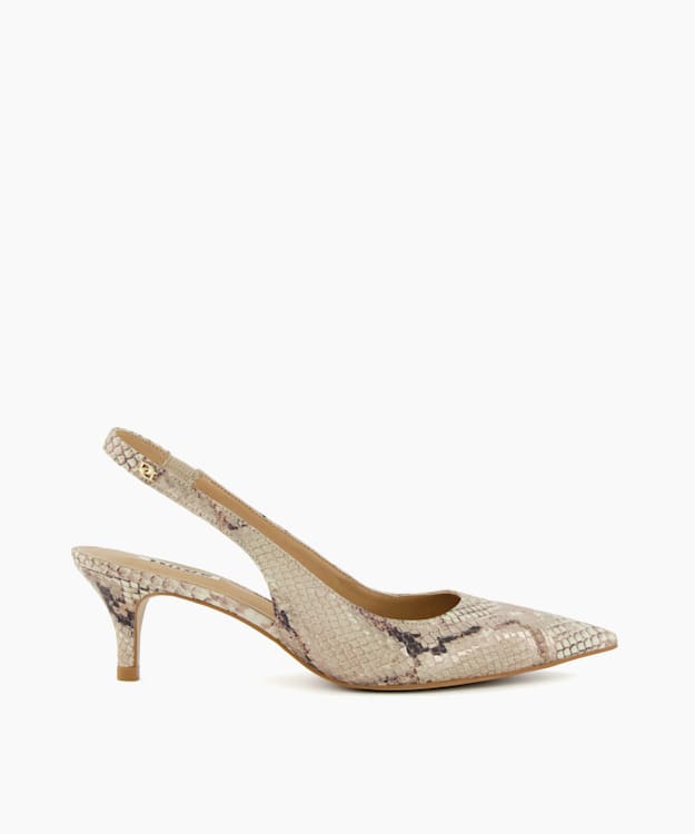 Capitol Reptile, Slingback Court Shoes | Dune London