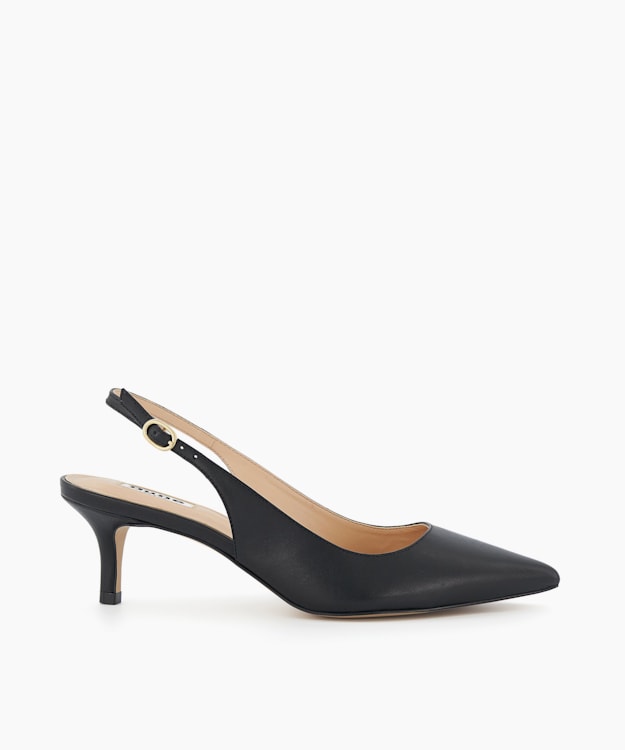 Black mid heel outlet slingback shoes