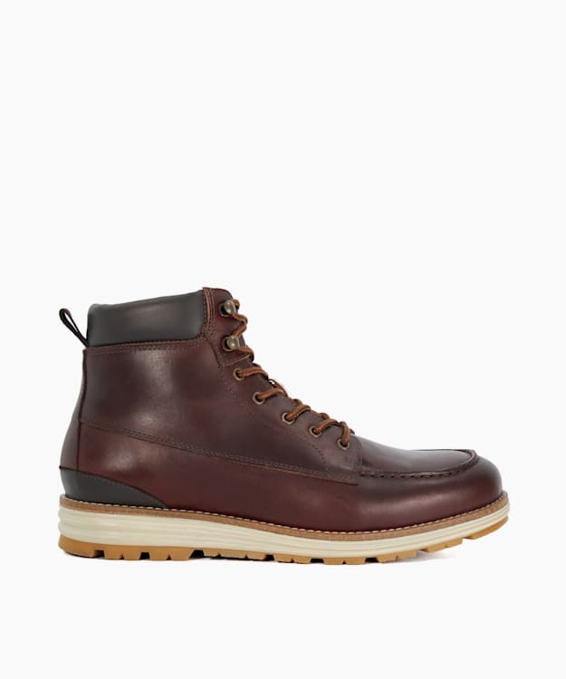 Mens brown boots white sole best sale