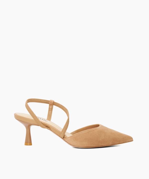 Citrus Camel Matte Flared Heel Court Shoes Dune London