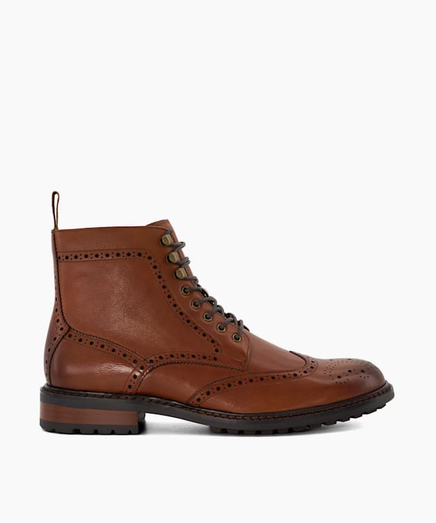 Colonies Tan, Casual Leather Lace-Up Boots | Dune London