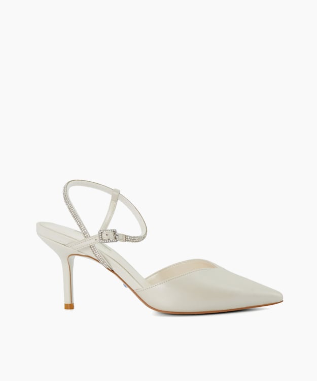 Dune london bridal morgen heeled sandal with gem ankle on sale tie