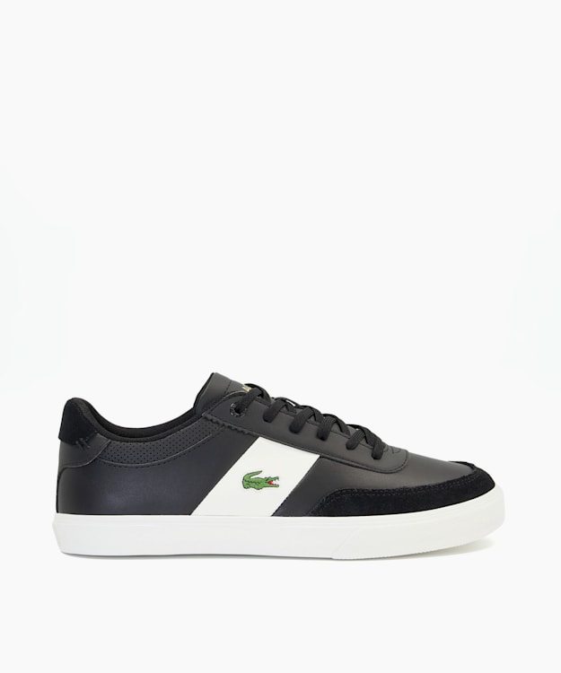 Mens black lacoste store trainers sale