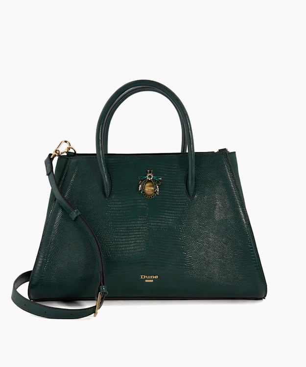 Daitlyn Green, Bug-Jewel Medium Reptile-Effect Tote | Dune London