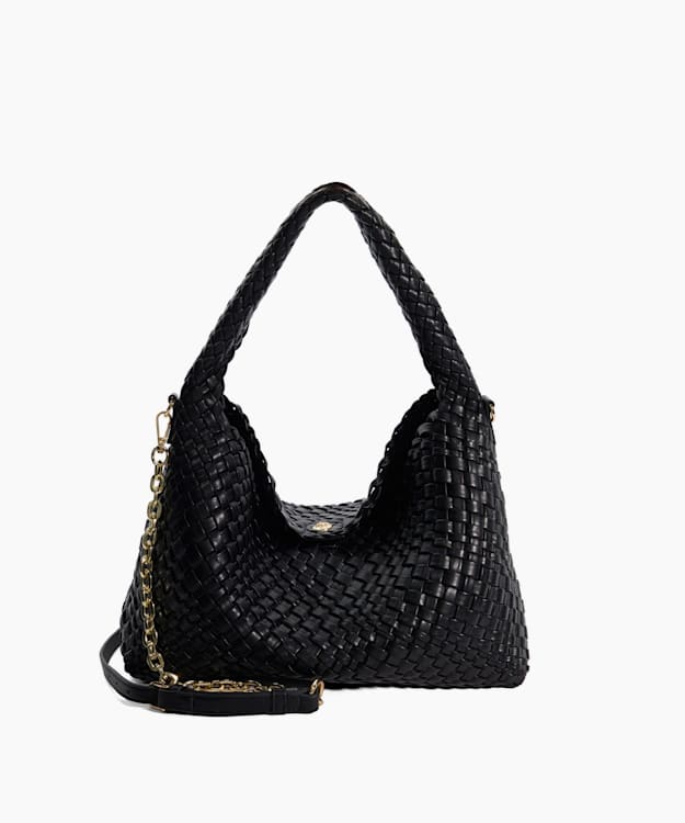 Deliberate Black, Woven Shoulder Bag | Dune London