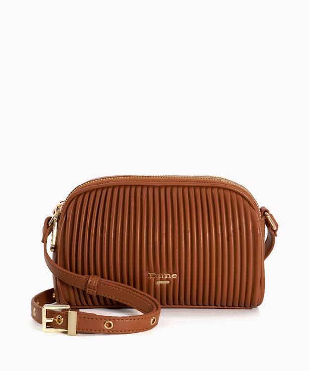 Detail Tan, SoftPleated Crossbody Bag Dune London