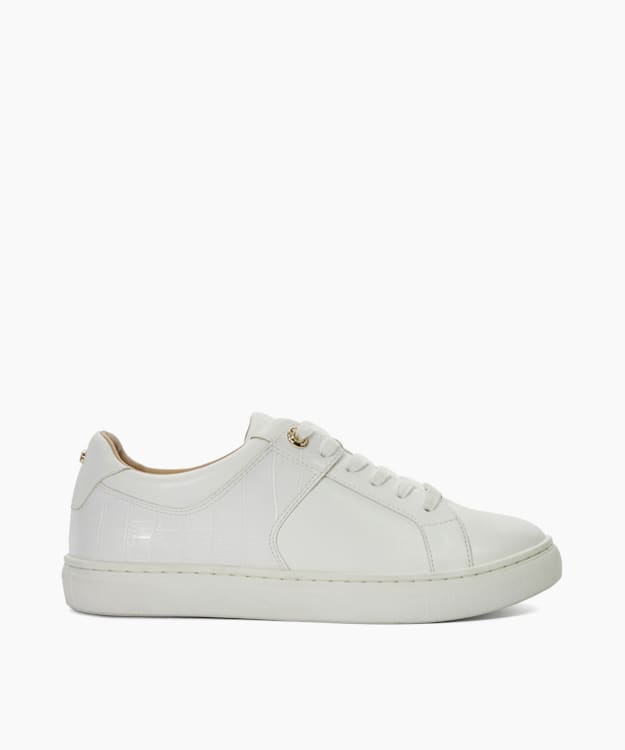 Elodic White Branded Lace Up Trainers Dune London