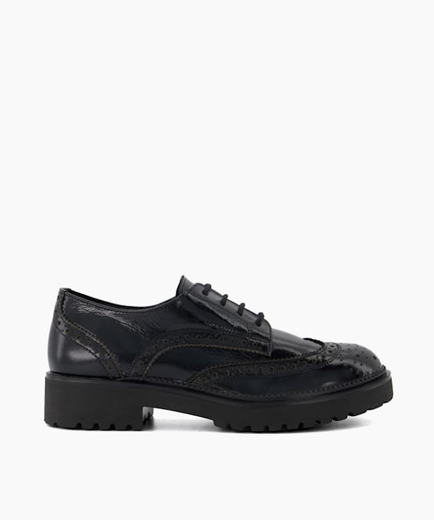 Florian Black, Cleated Patent Lace-Up Brogues | Dune London