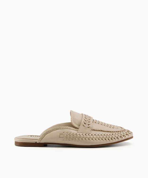 Gigys Ecru, Woven Backless Loafers | Dune London