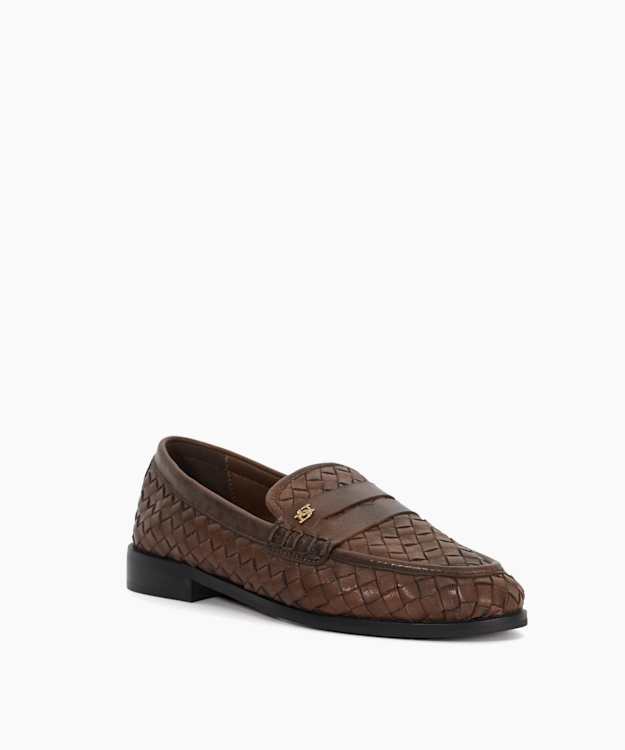 Ginello Brown, Woven Leather Penny Loafer | Dune London display picture 2
