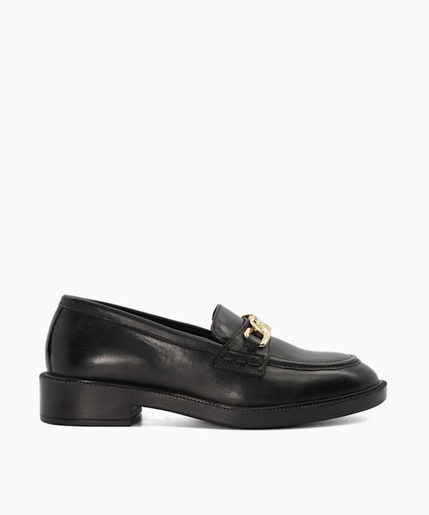 Give Black, Snaffle-Trimmed Loafers | Dune London