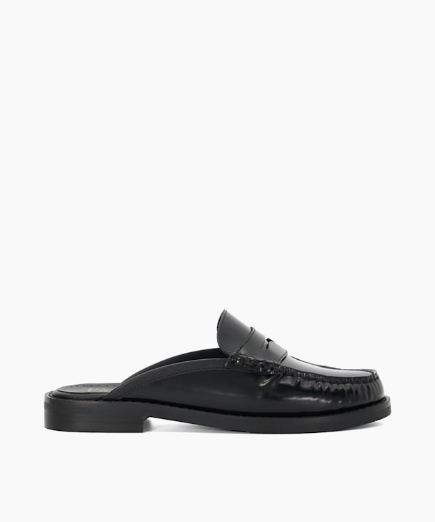 Goya Schwarz Loafer mit offener Fersenpartie und Trensendetail Dune London