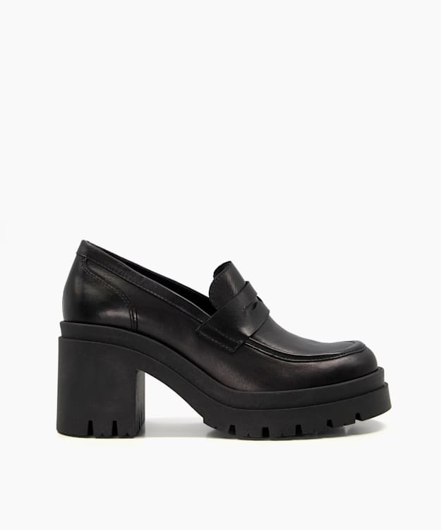 Ladies black best sale chunky loafers