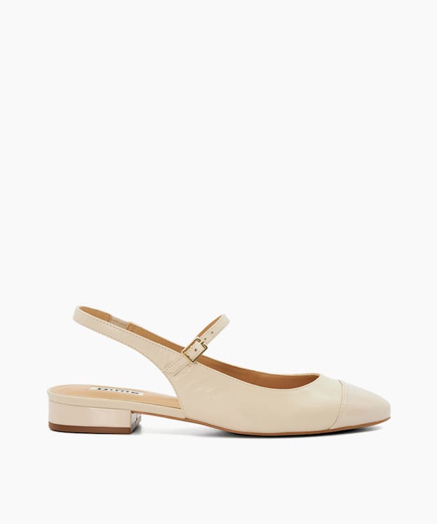 Hayes Ecru, Patent Leather Slingback Mary Janes | Dune London