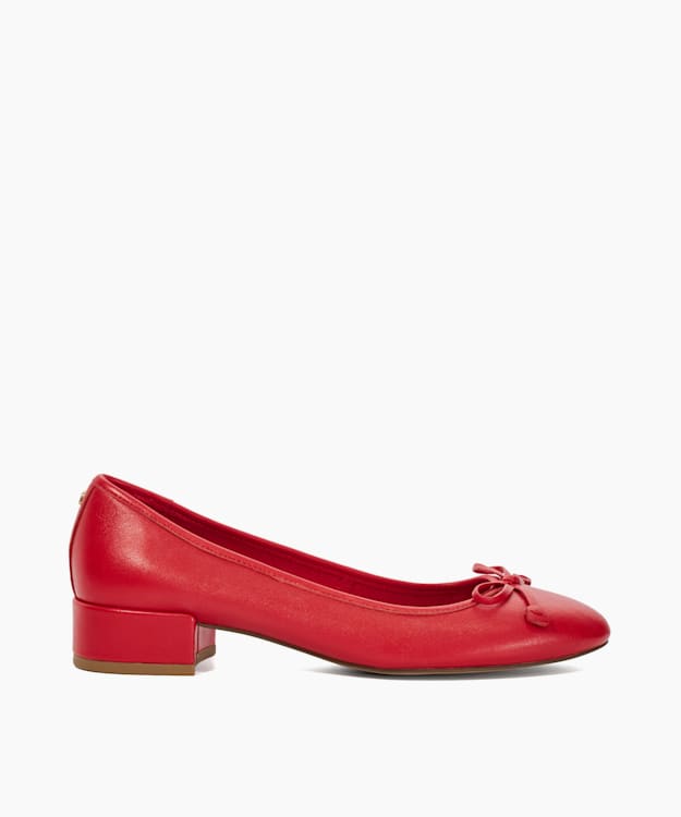 Hollies Red Low Block Heel Ballet Flats Dune London